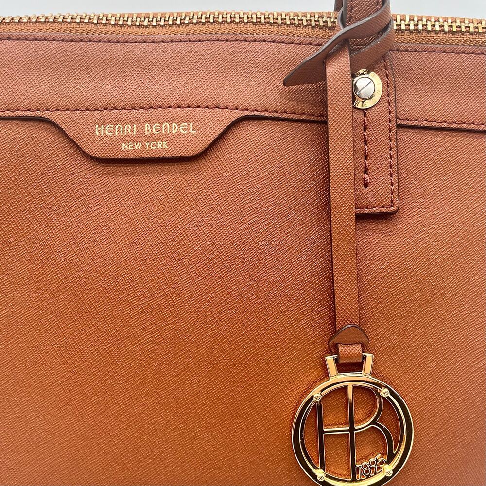 HENRI BENDEL Leather Satchel, Large Brown Tote - Picture 4 of 13